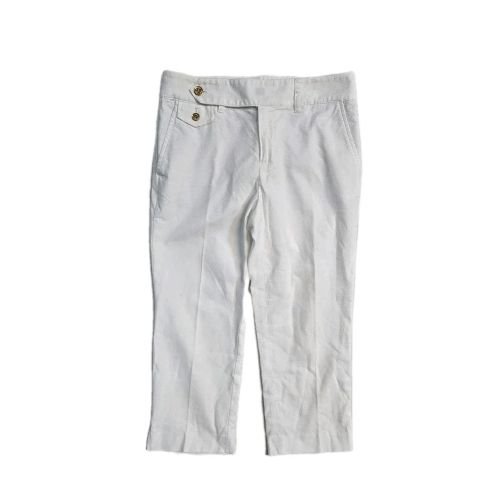 Lauren Ralph Lauren Women's White Dress Pants Size 4 Cropped Hirise‎